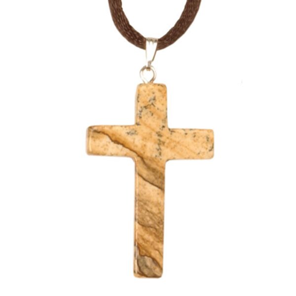 Pendant Latin Cross Picture Jasper