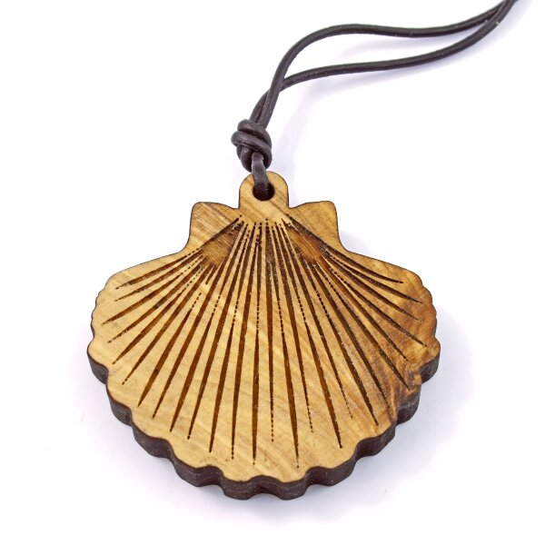 Pendant St. James Scallop Shell Olive Wood