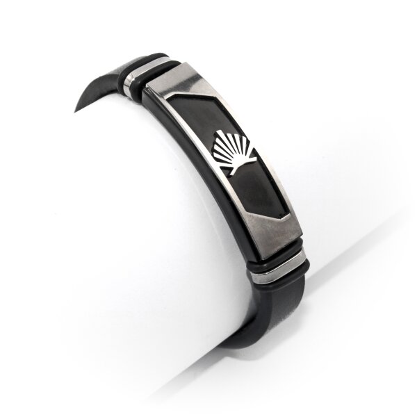Leder-Metallarmband Jakobsmuschel