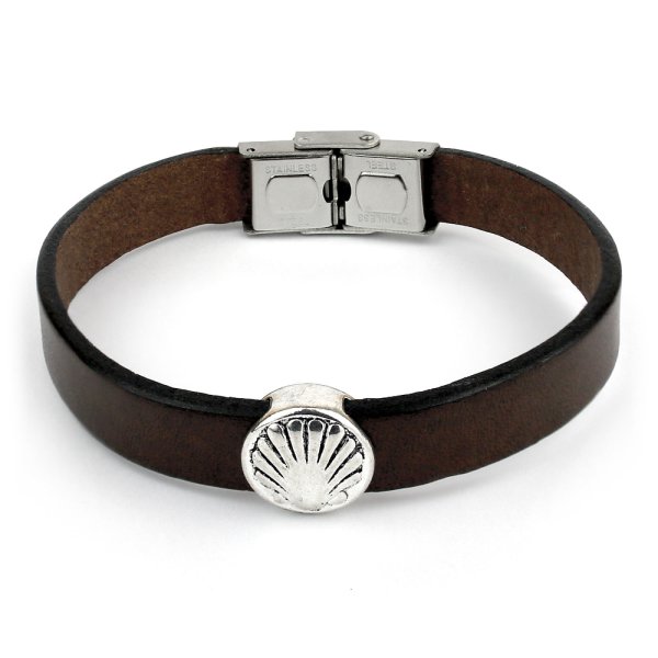 Leather-Metal Bracelet Roncesvalles dark brown