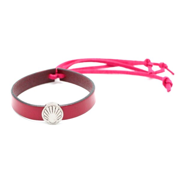 Pulsera de cuero y metal Roncesvalles - burdeos