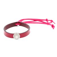 Pulsera de cuero y metal Roncesvalles - burdeos