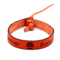 Pulsera de piel Buen Camino naranja