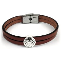 Pulsera de cuero y metal Melide con pequeño concha...